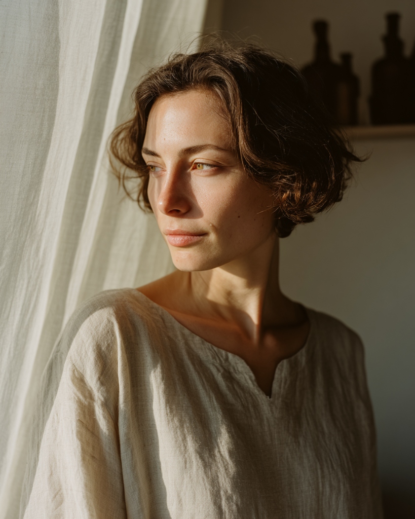 An esthetician in soft linen at The Mesa studio